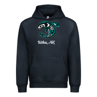 Navy sitka alaska native american tribal orca killer whale raglan baseball Urban Hoodie - linhVisuals