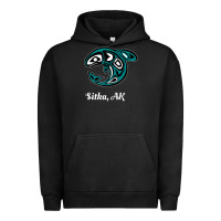Pigment Black sitka alaska native american tribal orca killer whale raglan baseball Urban Hoodie - linhVisuals