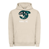 Pigment French Oak sitka alaska native american tribal orca killer whale raglan baseball Urban Hoodie - linhVisuals