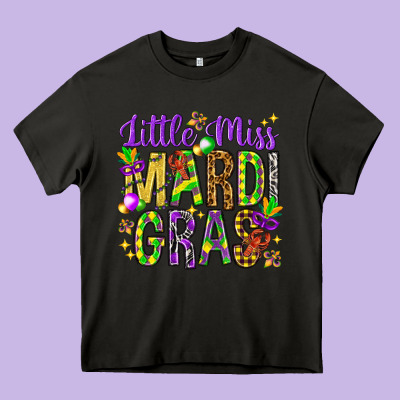 Little Miss Mardi Gras Heavy Core Tee Designed By Howdyjamesfarm