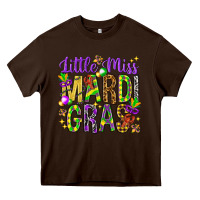 Chocolate Brown Little miss Mardi Gras Heavy Core Tee - HowdyJamesFarm