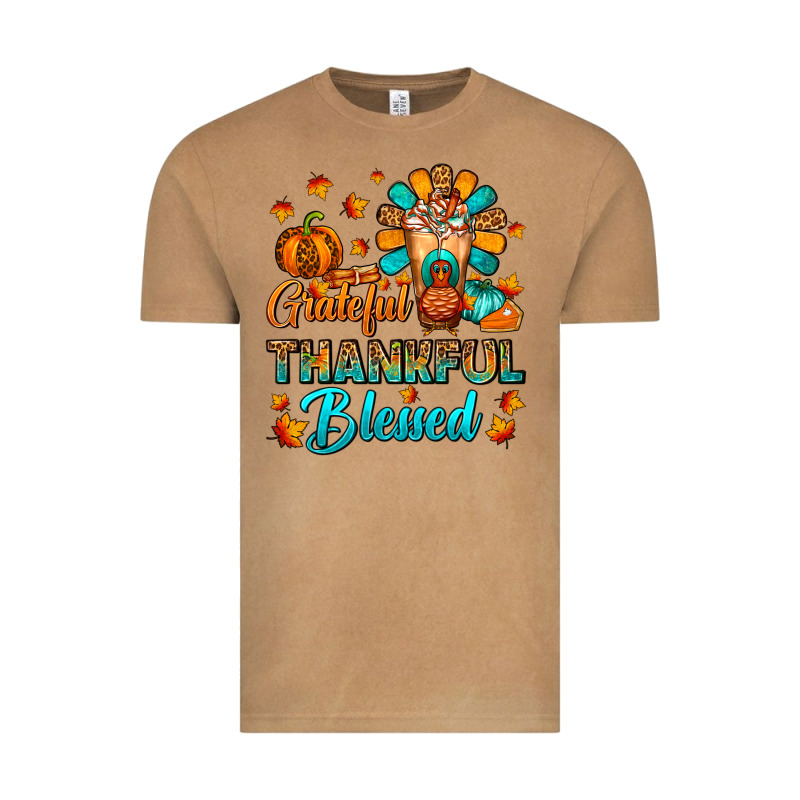 Grateful Thankful Blessed Thanksgiving Cold Drink Vintage Tee by FaDigitalArtStudio | Teevron