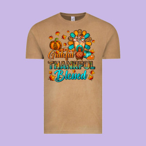 Grateful Thankful Blessed Thanksgiving Cold Drink Vintage Tee Designed By Fadigitalartstudio