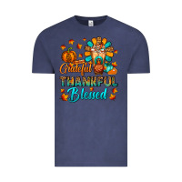 Vintage Denim Grateful Thankful Blessed Thanksgiving Cold Drink Vintage Tee - FaDigitalArtStudio