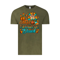 Vintage Olive Grateful Thankful Blessed Thanksgiving Cold Drink Vintage Tee - FaDigitalArtStudio
