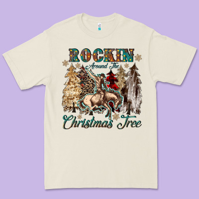 Rockin Around The Christmas Tree Premium Tee Designed By Cowgirlartshop