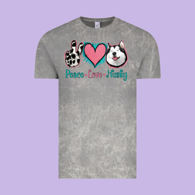 Peace Love Husky Vintage Tee Designed By Jasminsmagicworld