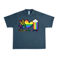 Midnight Navy Peace love Pride Urban Heavy Tee - FaDigitalArtStudio