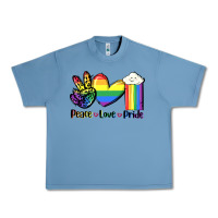 Pebble Blue Peace love Pride Urban Heavy Tee - FaDigitalArtStudio