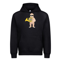 Black funny sloth wearing sunglasses playing french horn Urban Hoodie - linhVisuals