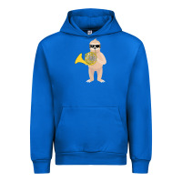 Cobalt funny sloth wearing sunglasses playing french horn Urban Hoodie - linhVisuals