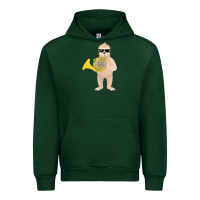 Forest Green funny sloth wearing sunglasses playing french horn Urban Hoodie - linhVisuals