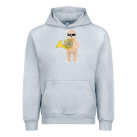 Heather Grey funny sloth wearing sunglasses playing french horn Urban Hoodie - linhVisuals