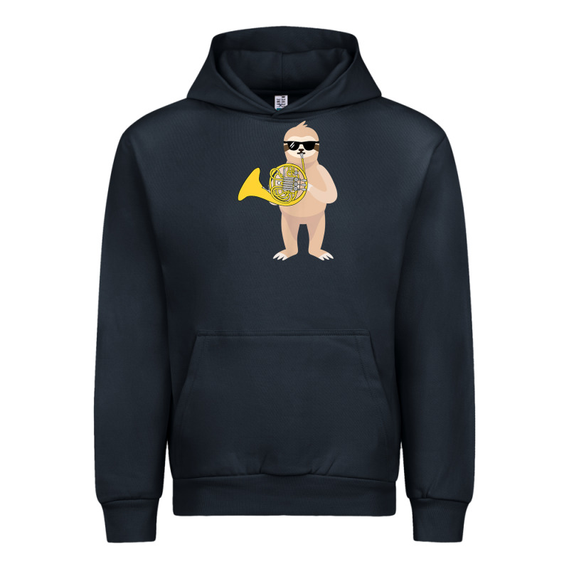 Funny Sloth Wearing Sunglasses Playing French Horn Urban Hoodie by linhVisuals | Teevron