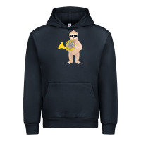 Navy funny sloth wearing sunglasses playing french horn Urban Hoodie - linhVisuals