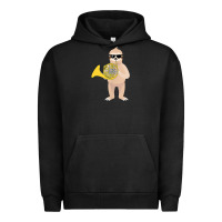Pigment Black funny sloth wearing sunglasses playing french horn Urban Hoodie - linhVisuals