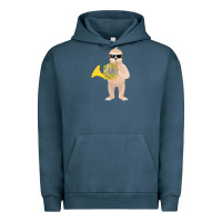 Pigment Midnight Navy funny sloth wearing sunglasses playing french horn Urban Hoodie - linhVisuals