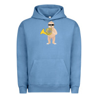 Pigment Pebble Blue funny sloth wearing sunglasses playing french horn Urban Hoodie - linhVisuals