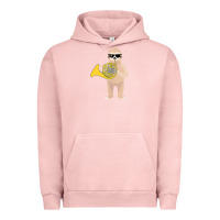 Pigment Salmon funny sloth wearing sunglasses playing french horn Urban Hoodie - linhVisuals