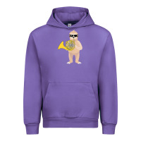 Tulip funny sloth wearing sunglasses playing french horn Urban Hoodie - linhVisuals