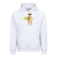 White funny sloth wearing sunglasses playing french horn Urban Hoodie - linhVisuals