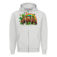 Dove Grey st patricks bear ado Zipper Hoodie - AdoDesignShop