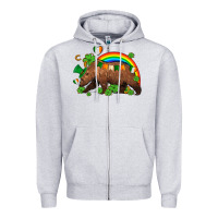 Heather Grey st patricks bear ado Zipper Hoodie - AdoDesignShop