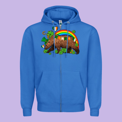 St Patricks Bear Ado Zipper Hoodie Designed By Adodesignshop