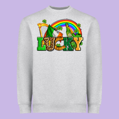 Lucky With St Patricks Elements Heavyweight Sweatshirt Designed By Adodesignshop