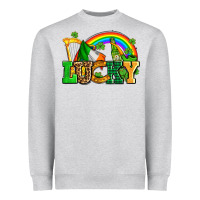 Heather Grey lucky with st patricks elements Heavyweight Sweatshirt - AdoDesignShop