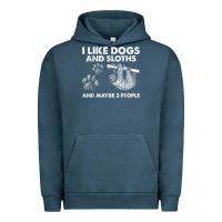 Pigment Midnight Navy i like dogs and sloths and maybe 3 people funny animals Urban Hoodie - linhVisuals