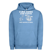 Pigment Pebble Blue i like dogs and sloths and maybe 3 people funny animals Urban Hoodie - linhVisuals