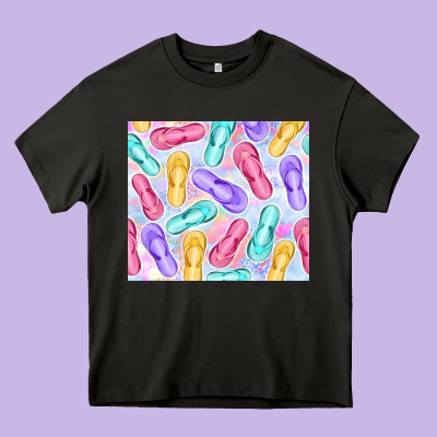 Flip Flops With Leopard Heavy Core Tee Designed By Tumblerdesignbyshophia