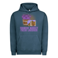 Pigment Midnight Navy Farmers Market Fresh Lavender Urban Hoodie - linhVisuals