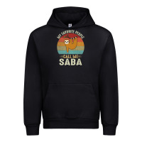 Black mens my favorite people call me saba cute sloth lover grandpa premium Urban Hoodie - linhVisuals