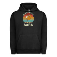 Pigment Black mens my favorite people call me saba cute sloth lover grandpa premium Urban Hoodie - linhVisuals