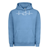 Pigment Pebble Blue bowling heartbeat bowler ecg bowling ball tournament gift sweatshirt Urban Hoodie - linhVisuals
