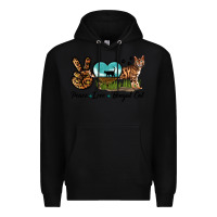 Black Peace Love Bengal Cat Premium Hoodie - LillyAllenDesigns