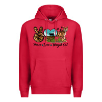Cardinal Peace Love Bengal Cat Premium Hoodie - LillyAllenDesigns