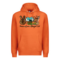 Carrot Peace Love Bengal Cat Premium Hoodie - LillyAllenDesigns