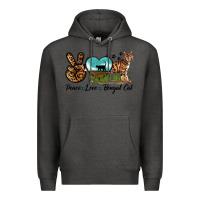 Charcoal Heather Peace Love Bengal Cat Premium Hoodie - LillyAllenDesigns