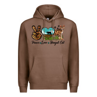 Chestnut Peace Love Bengal Cat Premium Hoodie - LillyAllenDesigns