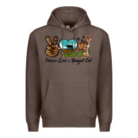 Coffee Peace Love Bengal Cat Premium Hoodie - LillyAllenDesigns