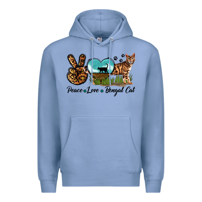 Peace Love Bengal Cat Premium Hoodie by LillyAllenDesigns | Teevron
