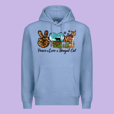Peace Love Bengal Cat Premium Hoodie Designed By Lillyallendesigns