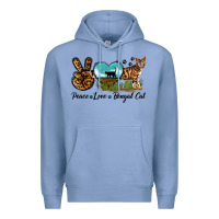 Colony Blue Peace Love Bengal Cat Premium Hoodie - LillyAllenDesigns