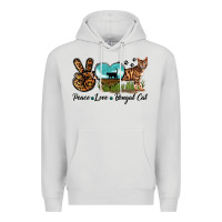 Dove Grey Peace Love Bengal Cat Premium Hoodie - LillyAllenDesigns