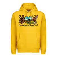 Lemon Peace Love Bengal Cat Premium Hoodie - LillyAllenDesigns