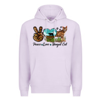 Lilac Peace Love Bengal Cat Premium Hoodie - LillyAllenDesigns