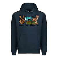 Navy Peace Love Bengal Cat Premium Hoodie - LillyAllenDesigns